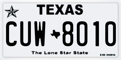 TX license plate CUW8010