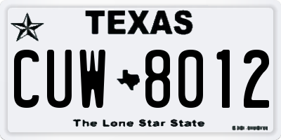 TX license plate CUW8012