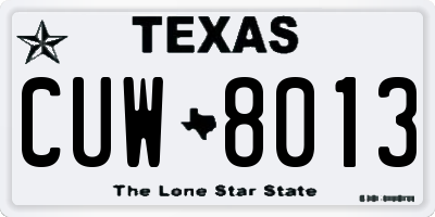 TX license plate CUW8013
