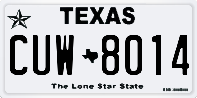 TX license plate CUW8014