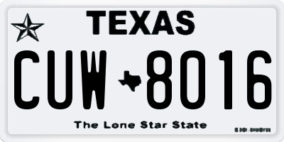 TX license plate CUW8016