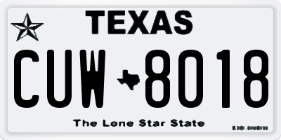 TX license plate CUW8018