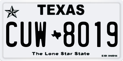 TX license plate CUW8019