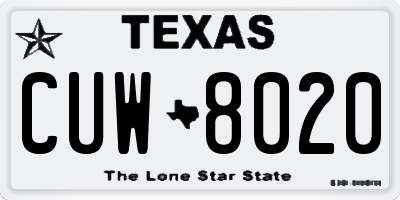 TX license plate CUW8020