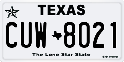 TX license plate CUW8021