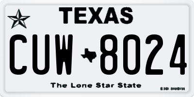 TX license plate CUW8024