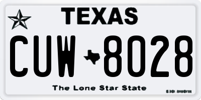 TX license plate CUW8028