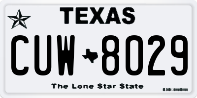 TX license plate CUW8029