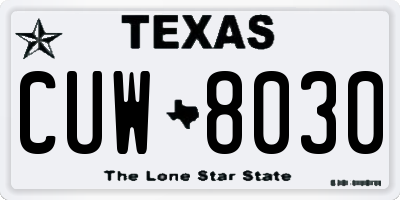 TX license plate CUW8030