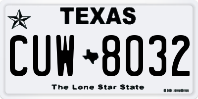 TX license plate CUW8032