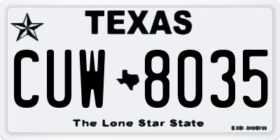 TX license plate CUW8035