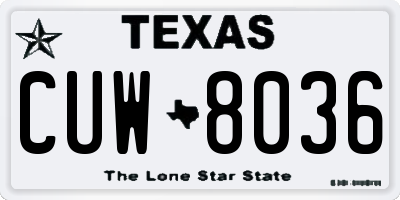 TX license plate CUW8036