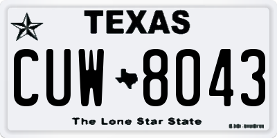 TX license plate CUW8043