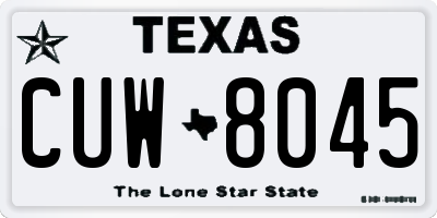 TX license plate CUW8045