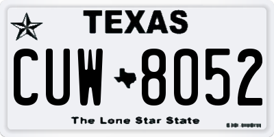 TX license plate CUW8052