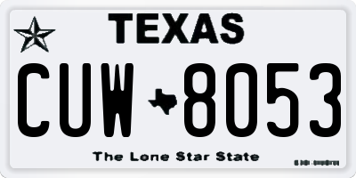 TX license plate CUW8053