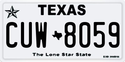 TX license plate CUW8059