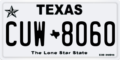 TX license plate CUW8060
