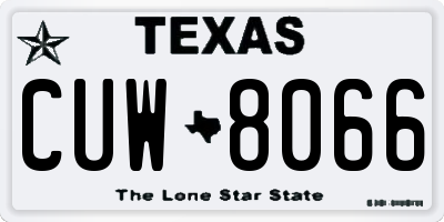 TX license plate CUW8066