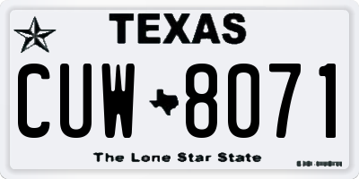TX license plate CUW8071