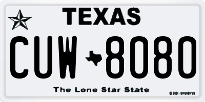 TX license plate CUW8080