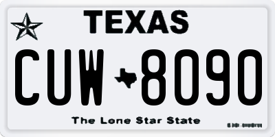 TX license plate CUW8090