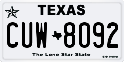 TX license plate CUW8092