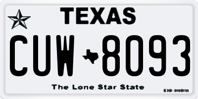 TX license plate CUW8093