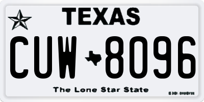 TX license plate CUW8096