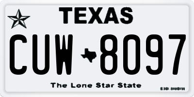 TX license plate CUW8097