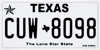 TX license plate CUW8098