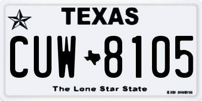 TX license plate CUW8105