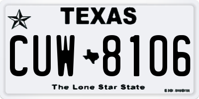 TX license plate CUW8106