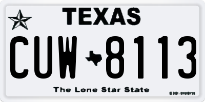 TX license plate CUW8113