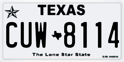 TX license plate CUW8114