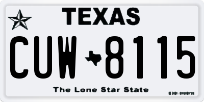 TX license plate CUW8115