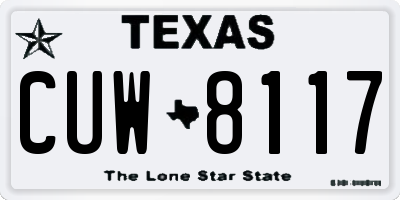 TX license plate CUW8117