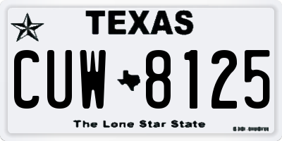 TX license plate CUW8125