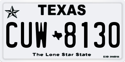 TX license plate CUW8130
