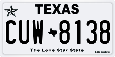 TX license plate CUW8138