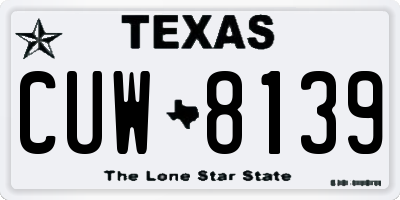 TX license plate CUW8139