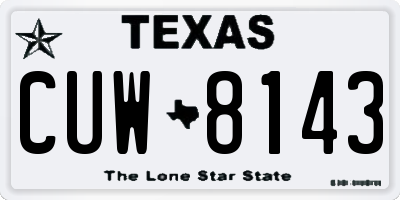 TX license plate CUW8143