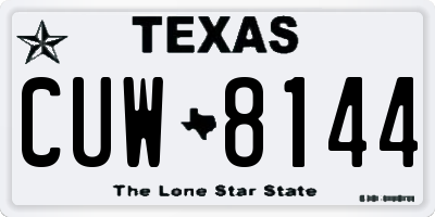 TX license plate CUW8144