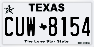 TX license plate CUW8154