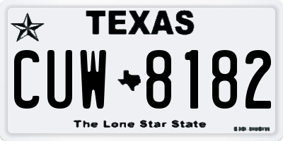 TX license plate CUW8182