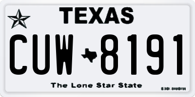 TX license plate CUW8191