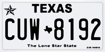TX license plate CUW8192