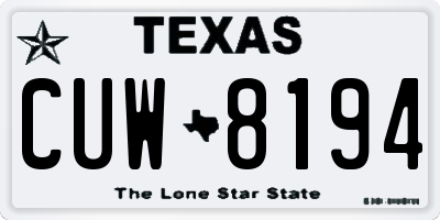 TX license plate CUW8194