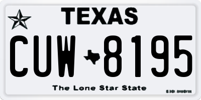 TX license plate CUW8195