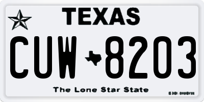 TX license plate CUW8203
